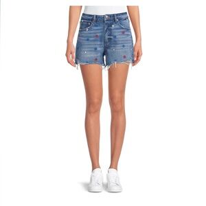 NWT New NO BOUNDARIES Destroyed Denim Cut Off Jeans Shorts Embroidered Stars 13